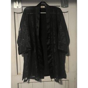 VTG Victoria’s Secret Gold Label Silk Robe One Size Black See through